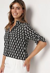 Czarna koszula z Bawełny i Wiskozy z Rękawem 3/4 Semele Born2Be damska