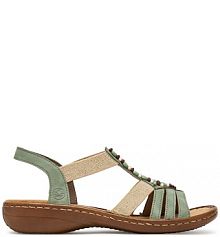 Sandały na obcasie Rieker zielone jasne 60851-52