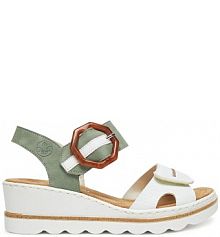 Sandały na obcasie Rieker białe 67476-81