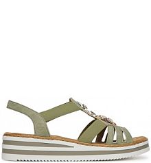 Sandały na obcasie Rieker zielone jasne V0245-52