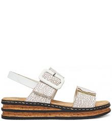 Sandały na obcasie Rieker białe 62950-80