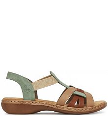 Sandały na obcasie Rieker zielone jasne 65918-52