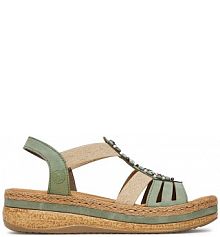 Sandały na obcasie Rieker zielone jasne V0920-52