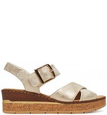 Sandały na obcasie Rieker beżowe jasne 63795-60