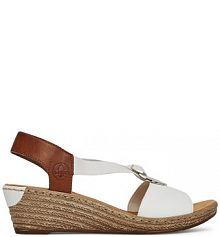 Sandały na obcasie Rieker białe 624H6-81