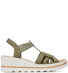 Sandały na obcasie Rieker zielone jasne 67459-52