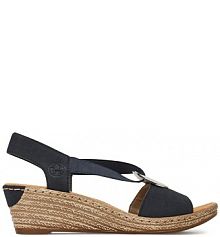 Sandały na obcasie Rieker granatowe ciemny 624H6-14