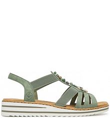 Sandały na obcasie Rieker zielone jasne V0649-52