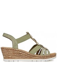 Sandały na obcasie Rieker zielone jasne 619B2-52