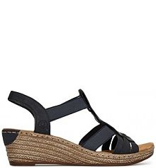 Sandały na obcasie Rieker granatowe 62436-14