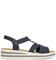 Sandały na obcasie Rieker granatowe ciemny V0287-14