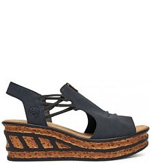 Sandały na obcasie Rieker granatowe ciemny 68175-14