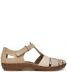 Sandały na obcasie Rieker beżowe 45869-60