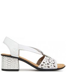 Sandały na obcasie Rieker białe 64677-80