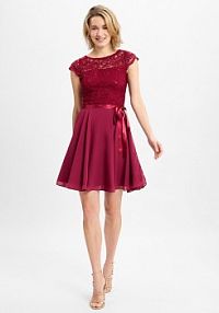 Sukienka wieczorowa Kobiety Koronka czerwona jednolity 42 Swing