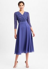 Sukienka wieczorowa Kobiety Szyfon niebieska jednolity 48 Swing