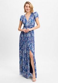 Sukienka wieczorowa Kobiety niebieska/srebrna wzorzysty 36 Swing
