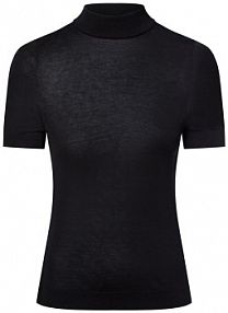 Sweter z krótkim rękawem i zawartością jedwabiu Kobiety Lyocell czarny jednolity L IPURI damski