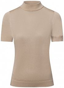 Sweter z krótkim rękawem i zawartością jedwabiu Kobiety Lyocell beżowy jednolity XXL IPURI damski