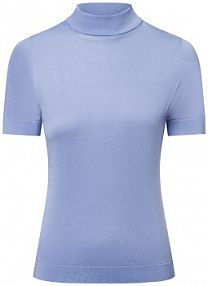 Sweter z krótkim rękawem i zawartością jedwabiu Kobiety Lyocell niebieski jednolity L IPURI damski