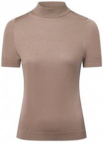 Sweter z krótkim rękawem i zawartością jedwabiu Kobiety Lyocell brązowy jednolity XXL IPURI damski