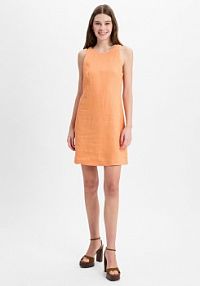 Lniana sukienka  Kobiety len pomarańczowa jednolity 40 IPURI