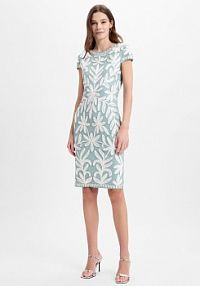 Sukienka koktajlowa Kobiety zielona wypukły wzór tkaniny 48 Ambiance