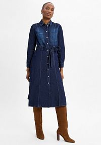 Dżinsowa sukienka  Kobiety Bawełna niebieska jednolity 44 zero