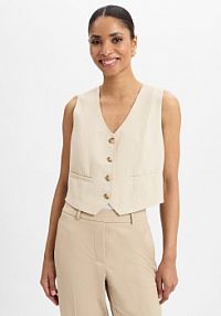Kamizelka  Kobiety wiskoza beżowa jednolity 40 zero damska