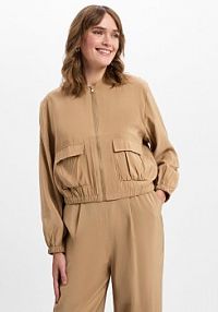 Krótka marynarka  Kobiety wiskoza beżowy jednolity 44 zero