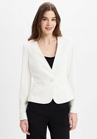 Krótka marynarka  Kobiety Materiał dresowy biały jednolity 36 zero