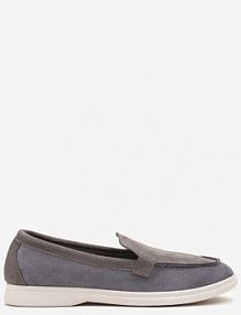 Szaro-Niebieskie mokasyny Ozdobione Przeszyciami Fonaleia Renee damskie