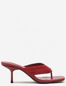 Bordowe klapki na Obcasie Szpilce w Stylu Japonek Ravzeki c'm paris