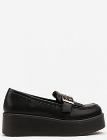 Czarne mokasyny na Platformie z Klamrą i Frędzlami Florritia c'm paris damskie
