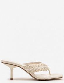 Beżowe klapki na Obcasie Szpilce w Stylu Japonek Ravzeki c'm paris