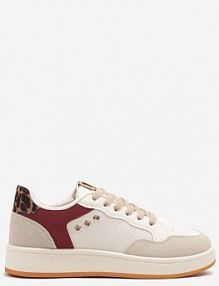 Beżowo-Bordowe Streetwearowe sneakersy Zdobione Przeszyciami Neonisea ideal damskie