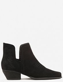 Czarne Botki Typu kowbojki z Wycięciem na Stożkowym Obcasie Hanrisa Renee