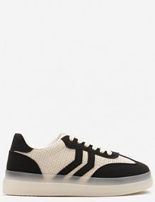 Czarno-Beżowe sneakersy Tenisówki Ozdobione Paskami Falovinia marquiiz damskie