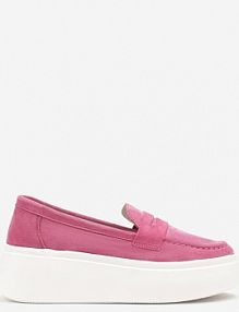 Fuksjowe mokasyny ze Skóry Naturalnej na Platformie Eleanine Renee damskie