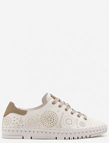 Białe Ażurowe tenisówki z Ozdobnymi Przeszyciami przy Podeszwie Zarelle modern world damskie