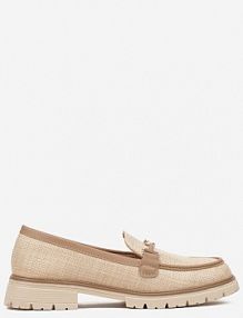 Beżowo-Brązowe mokasyny z Klamrą Morira Renee damskie