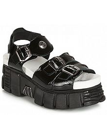 Sandały na obcasie New Rock  czarne PLANEA