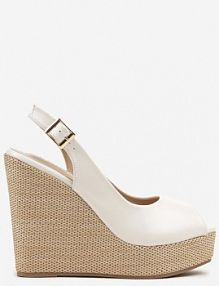 Białe sandały na Platformie i Koturnie z Plecionką Eviliora ciaodeo