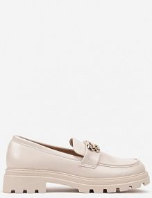 Beżowe Płaskie mokasyny z Metaliczną Aplikacją Milidi Renee damskie