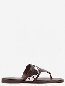 Brązowe klapki z Ozdobną Klamerką i Wstawkami Animal Print Savicelle c'm paris damskie