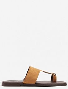 Jasnobrązowe klapki Japonki Zdobione Elegancką Aplikacją Tanaria c'm paris damskie