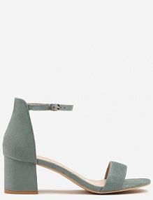 Zielone Basicowe sandały na Słupku Vices z Paskiem Wokół Kostki Varhira