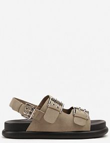 Ciemnobeżowe sandały z Ozdobnymi Paskami ze Sprzączkami Fillea bestelle damskie