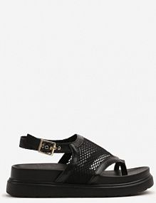 Czarne Siateczkowe sandały Japonki na Grubej Podeszwie Redorelle c'm paris damskie