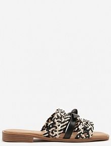 Czarne klapki Ażurowe Zdobione Wiązaniem Koritessa marquiiz damskie